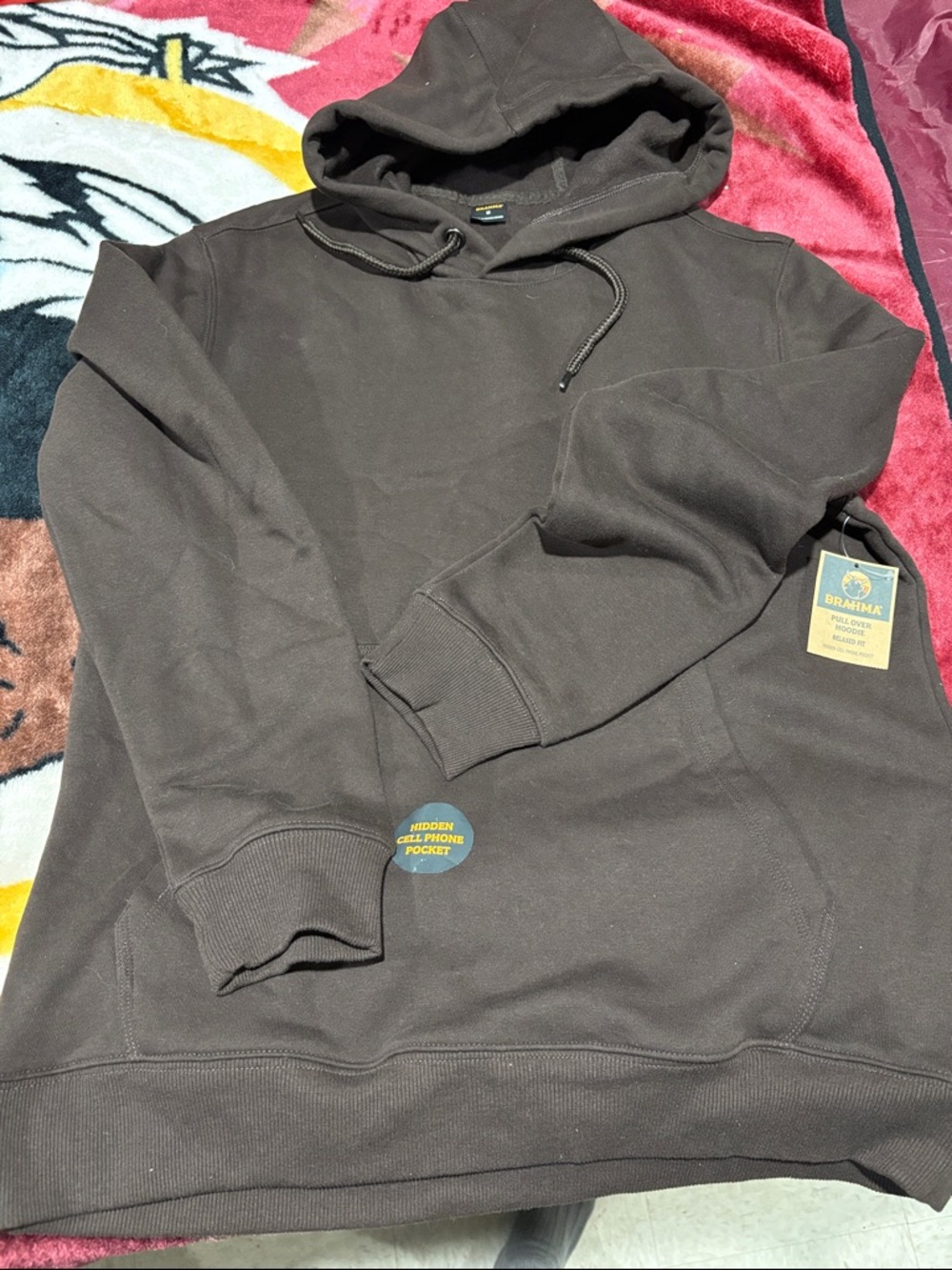 Brahma Dark Brown Men's Pullover Hoodie with Kangaroo Pocket